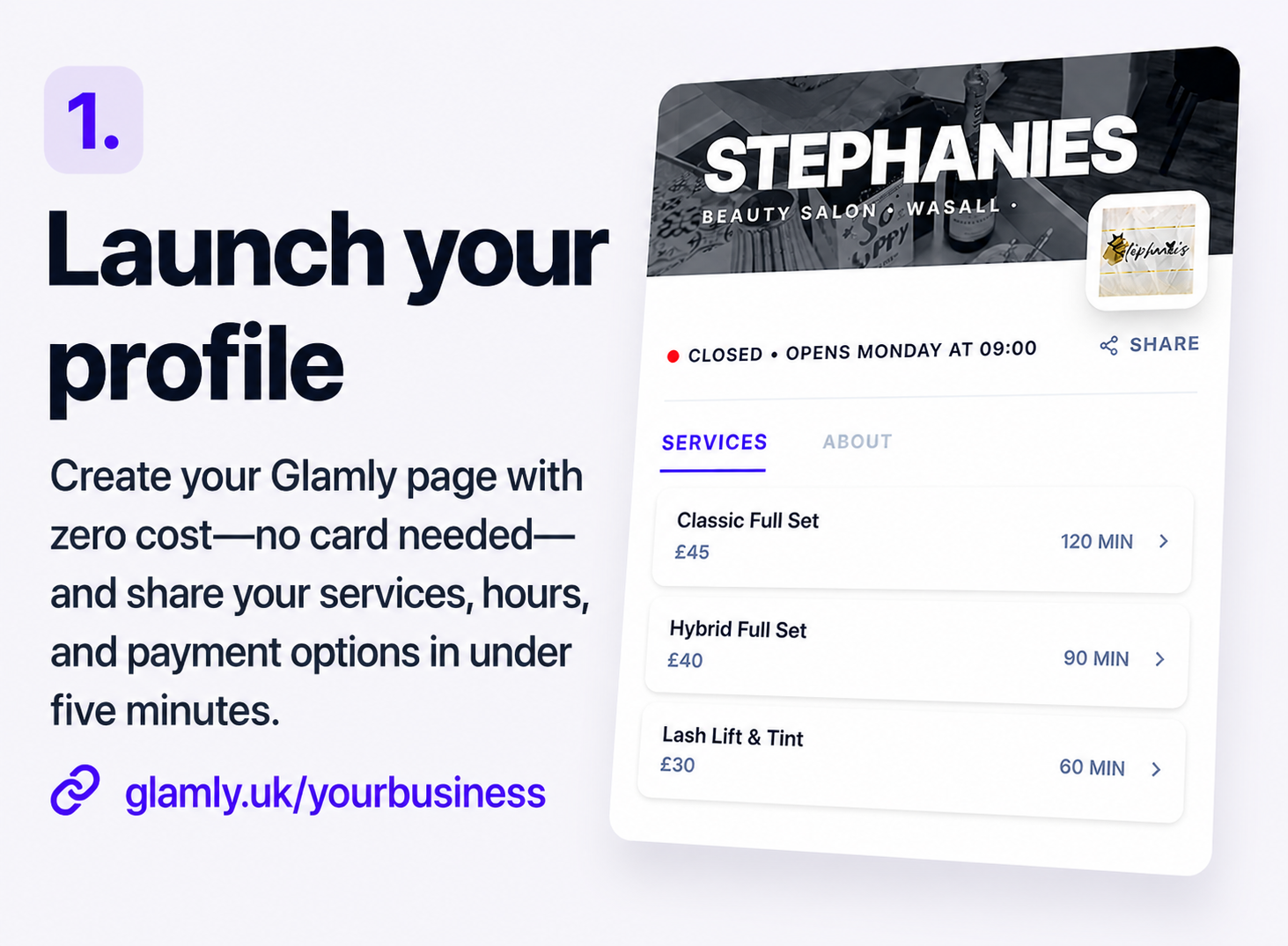 Booking setup step 1